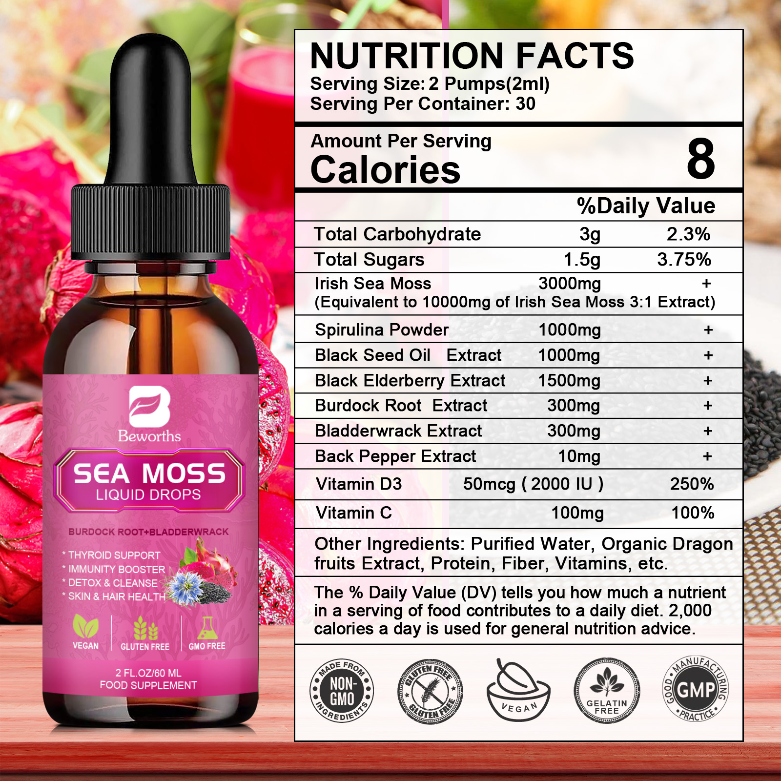 BEWORTHS 3000MG Seamoss Liquid - Root Stimulator Liquid recensie en prijs