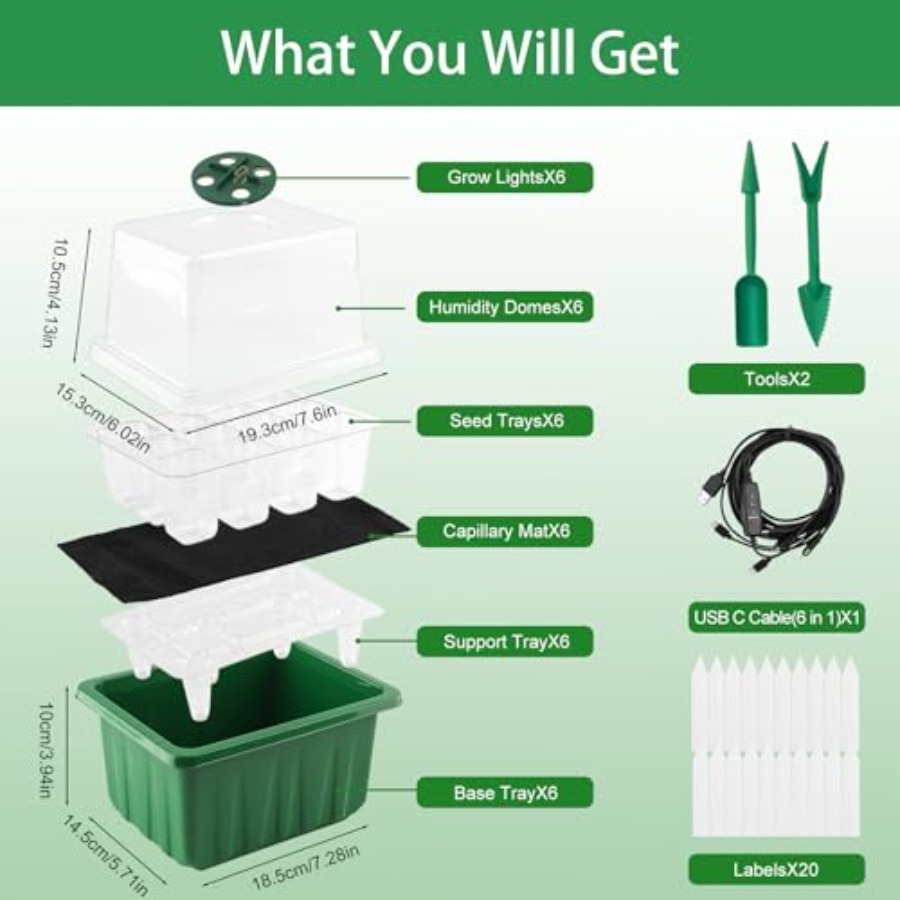 Seed Starter Tray with Light 6 - Humidity Dome Kit recensie en prijs
