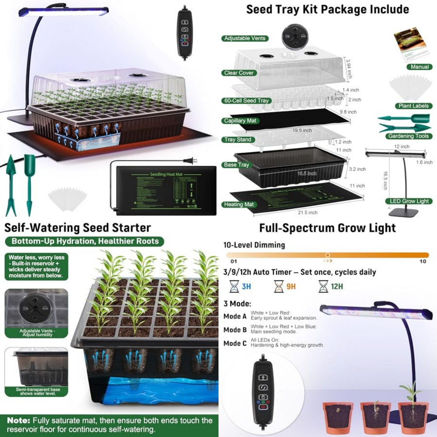 60-Cell Self-Watering Seed Sta - Humidity Dome Kit recensie en prijs