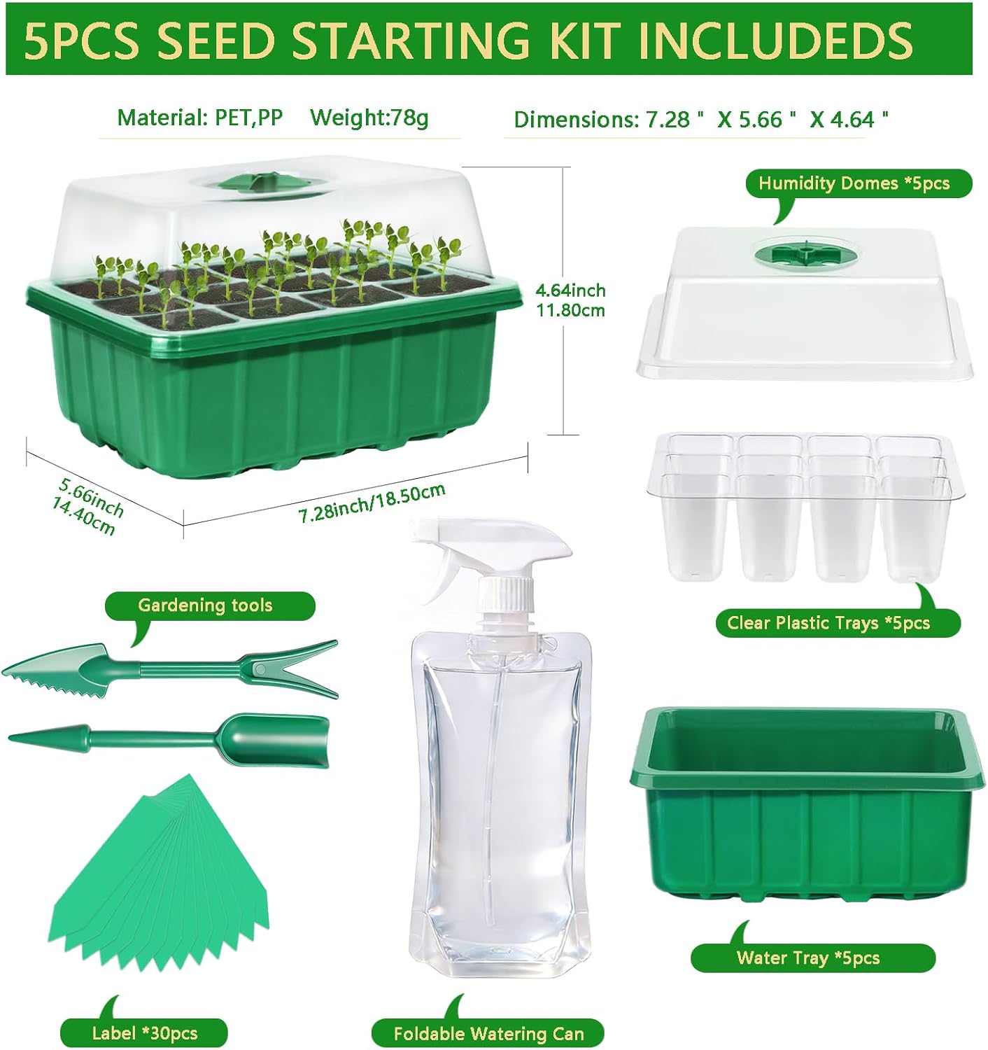 5-Pack Seed Starter Tray Kit w - Humidity Dome Kit recensie en prijs