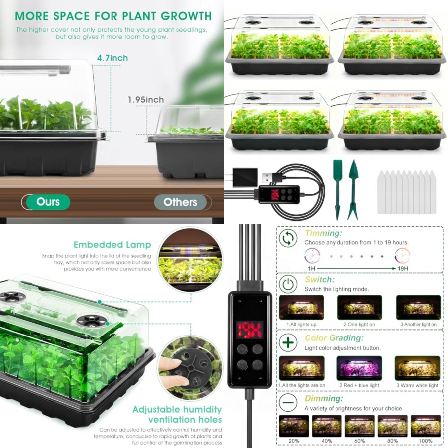 Seed Starter Tray with Grow Li - Humidity Dome Kit recensie en prijs
